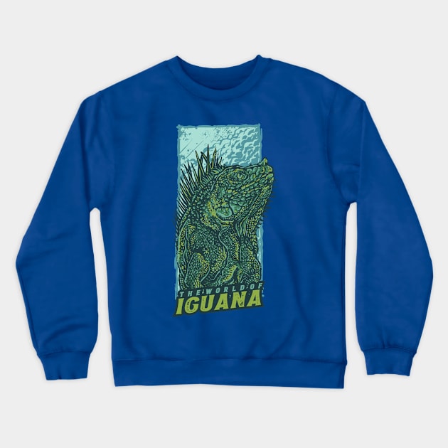 iguana hand drawn vintage Crewneck Sweatshirt by Mako Design 